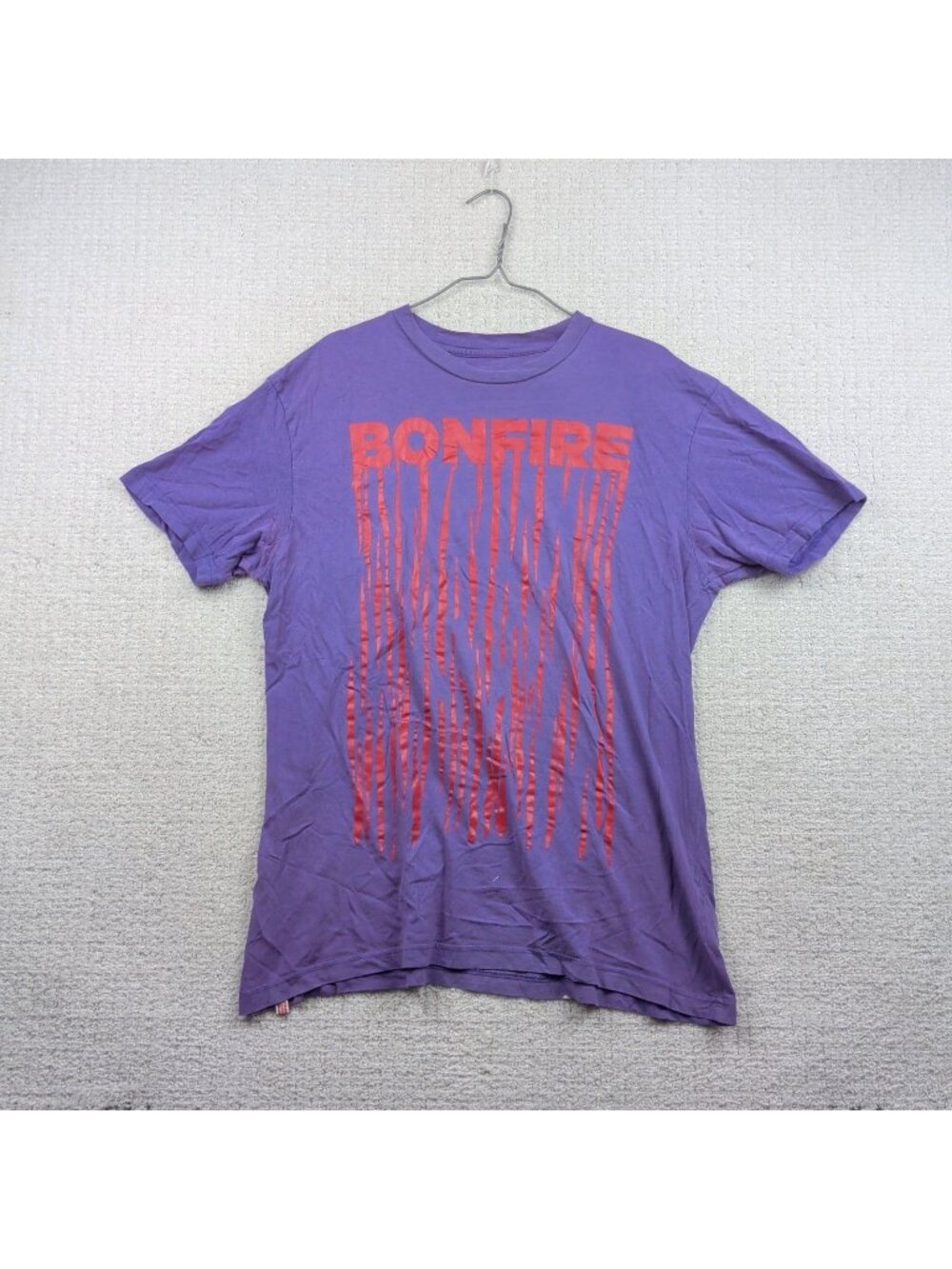 Y2K Bonfire Snowboarding T Shirt Mens XL Purple Red Flames Grunge Alt 2000s